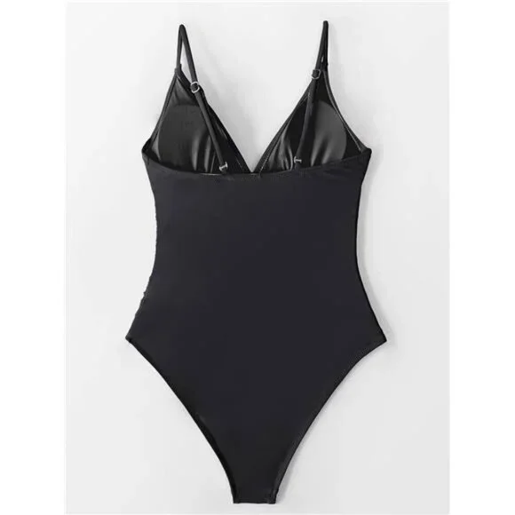 Women's One Piece Swimsuit V Neck Tummy Control Padded Cups Beach Swimwear